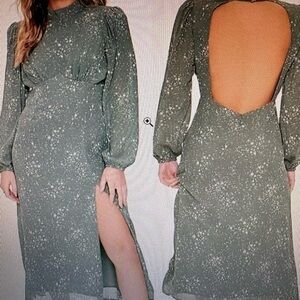 Forever 21 Green Backless Dress with Slit